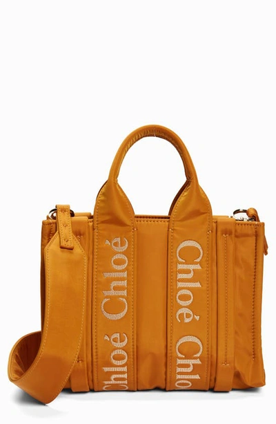 Shop Chloé Small Woody Tote In Golden Yellow