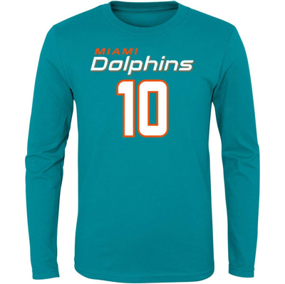 Shop Outerstuff Youth Tyreek Hill Aqua Miami Dolphins Mainliner Player Name & Number Long Sleeve T-shirt