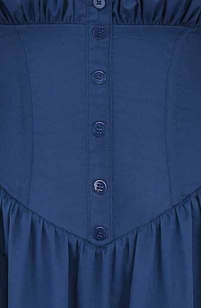 House Of Cb Nala Puff Sleeve Cotton Blend Minidress In French Navy