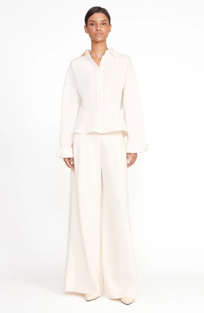 Shop Staud Ophelia Woven Shirt In Ivory