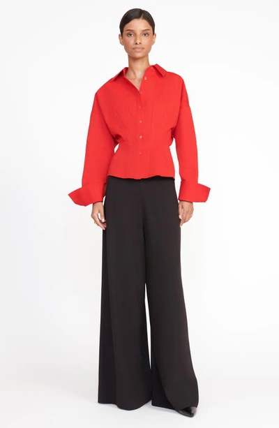 Shop Staud Ophelia Woven Shirt In Poinsettia