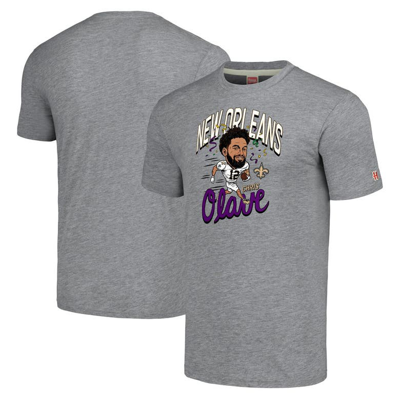 Shop Homage Chris Olave Gray New Orleans Saints Caricature Player Tri-blend T-shirt