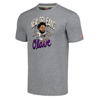 Shop Homage Chris Olave Gray New Orleans Saints Caricature Player Tri-blend T-shirt