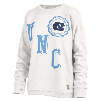 Shop Pressbox White North Carolina Tar Heels Shoreline Sundown Pullover Sweatshirt