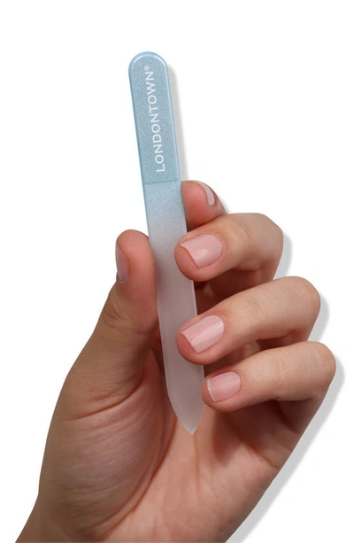 Londontown Blue Chrome Glass Nail File In Blue Chrome