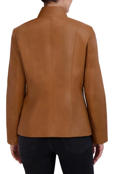 Shop Cole Haan Signature Cole Haan Wing Collar Leather Jacket In Hazelnut