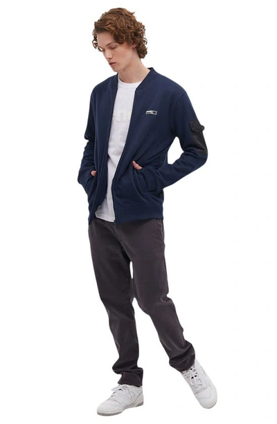 Shop Bench <br>dilla Sleeve Pocket Zip-up Sweatshirt<br> In Navy
