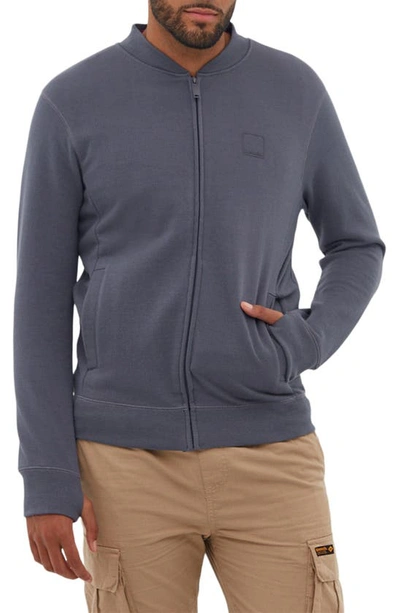 Shop Bench Vetal Piqué Bomber Zip-up Sweatshirt In Steel Grey