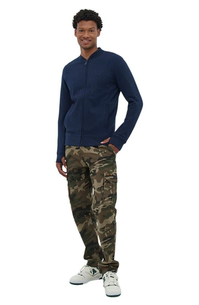 Shop Bench Vetal Piqué Bomber Zip-up Sweatshirt In Navy