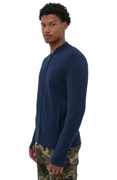 Shop Bench Vetal Piqué Bomber Zip-up Sweatshirt In Navy
