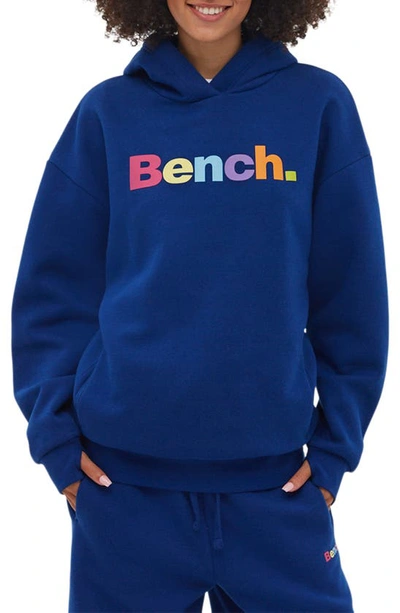 Shop Bench Amity Oversize Logo Hoodie In Cobalt Blue