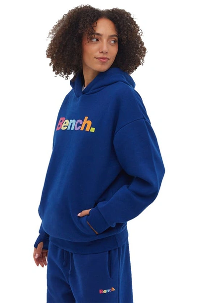 Shop Bench Amity Oversize Logo Hoodie In Cobalt Blue