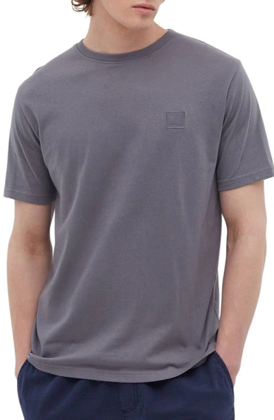 Shop Bench Farrel Cotton Embroidered Square T-shirt In Steel Grey