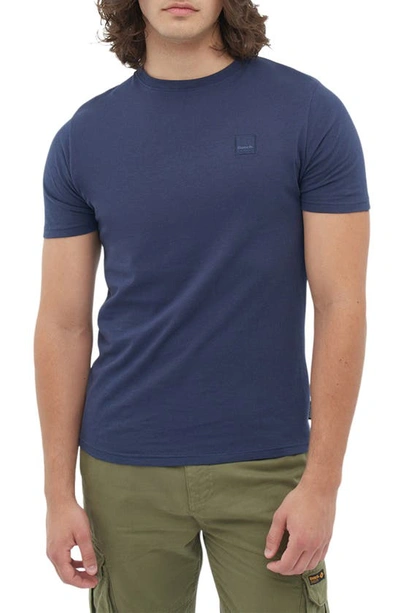 Shop Bench Farrel Cotton Embroidered Square T-shirt In Navy