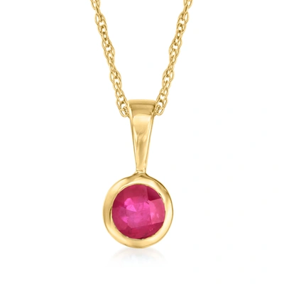 Shop Rs Pure Ross-simons Ruby Pendant Necklace In 14kt Yellow Gold. 16 Inches In Purple