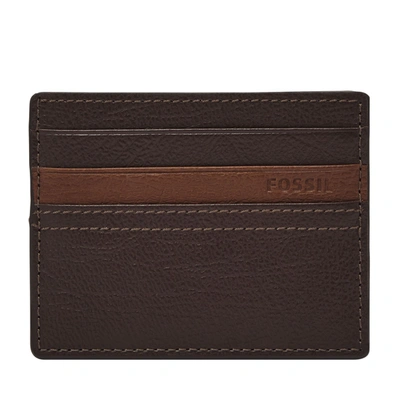 Shop Fossil Men's Kieran Leather Card Case In Brown
