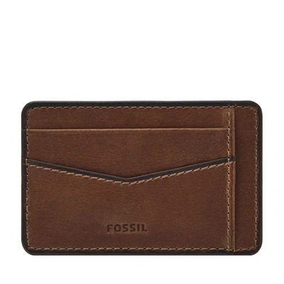 Shop Fossil Men's Jayden Leather Card Case In Brown