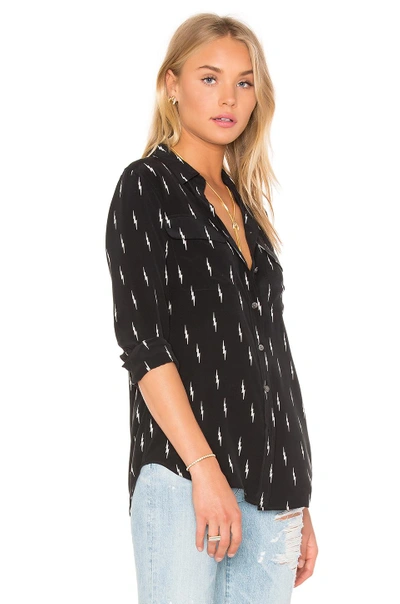 Shop Equipment Kate Moss For  Slim Signature Bolt Print Button Up In True Black