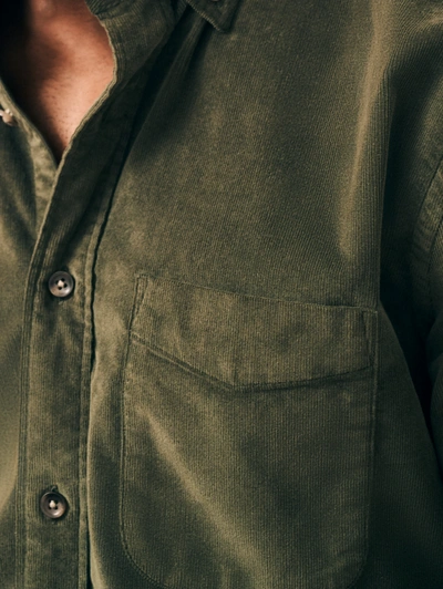Shop Faherty Stretch Corduroy Shirt In Forest