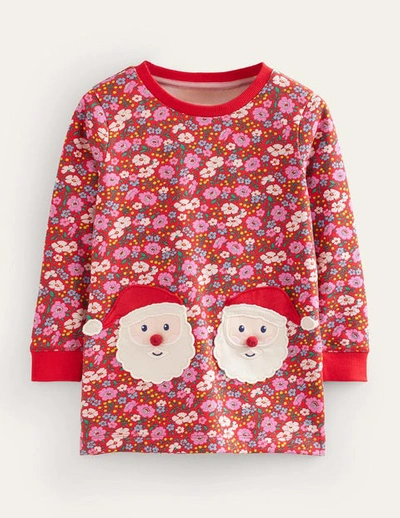 Shop Mini Boden Applique Sweatshirt Tunic Brilliant Red Festive Flower Girls Boden