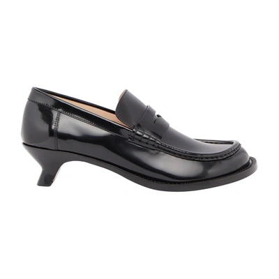 Shop Loewe Terra Heeled Loafers In Black