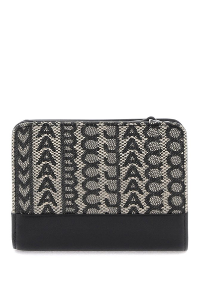 Shop Marc Jacobs The Monogram Jacquard Mini Compact Wallet In Black