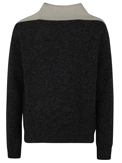 Shop Marni Panelled Turtleneck Sweater In Grey