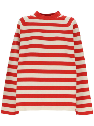 Shop Sunnei Striped Crewneck Sweatshirt In Multi