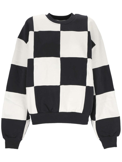 Shop Sunnei Checkerboard Crewneck Sweatshirt In Multi