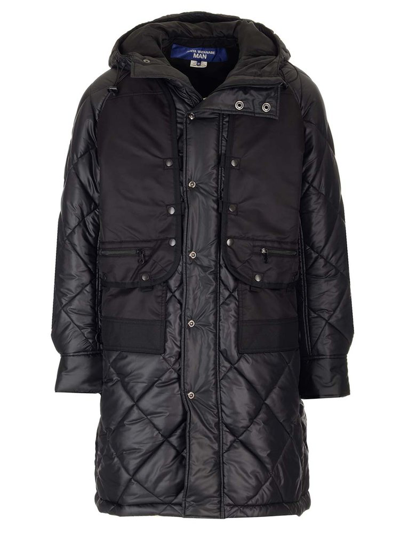 Shop Junya Watanabe Poadded Hooded Coat In Black