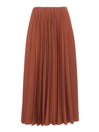 Shop Clips Pleated Skirt In Brown