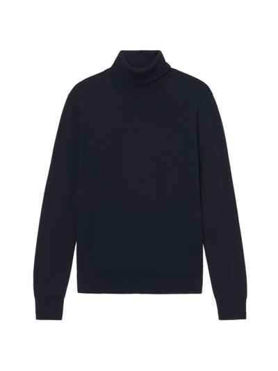 Shop Sandro Men's Roll Neck Wool Sweater In Navy Blue