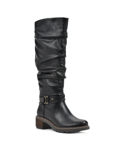 Shop White Mountain Women's Crammers Wide Calf Knee High Boots In Black Burn Smooth
