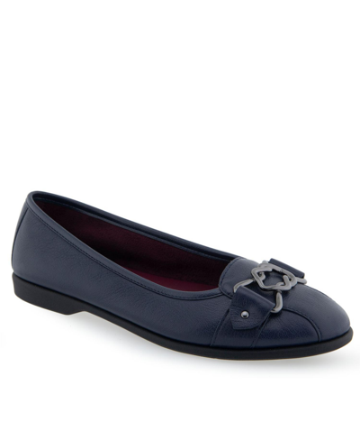 Shop Aerosoles Bia Casual-flat In Navy Leather