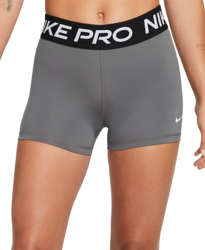 Shop Nike Pro Women's 3" Shorts In Iron Grey,white