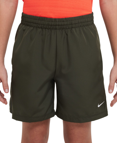Shop Nike Big Boys Dri-fit Multi+ Training Shorts In Cargo Khaki,white