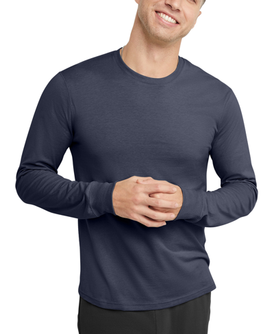 Shop Alternative Apparel Men's Hanes Originals Cotton Long Sleeve T-shirt In Athletic Navy Heather
