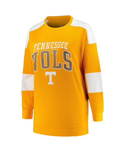 Shop Profile Women's  Tennessee Orange Distressed Tennessee Volunteers Plus Size Striped Pullover Sweatshi