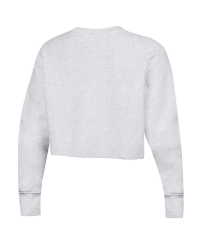 Champion Women's  Heather Gray Distressed Michigan Wolverines Reverse Weave Cropped Pullover Sweatshi In Heather Gray