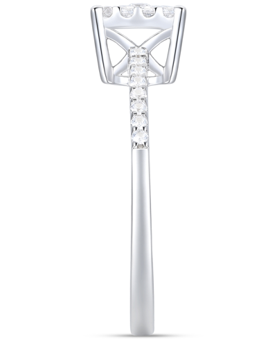 Promised Love Diamond Square Halo Ring (1/4 Ct. T.w.) In Sterling Silver In Sterling Silver