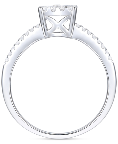 Shop Promised Love Diamond Square Halo Ring (1/4 Ct. T.w.) In Sterling Silver