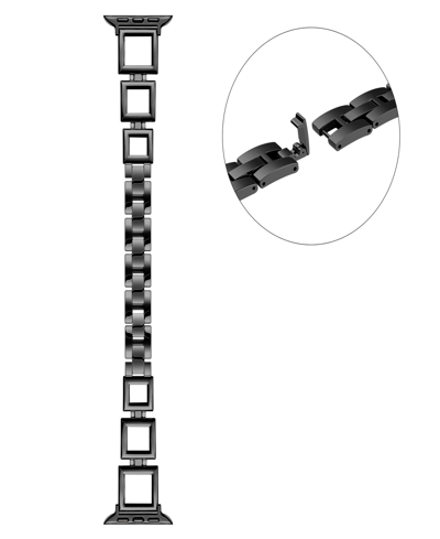 Posh Tech Unisex Journey Square Link Stainless Steel Band For Apple Watch Size- 38mm, 40mm, 41mm In Black