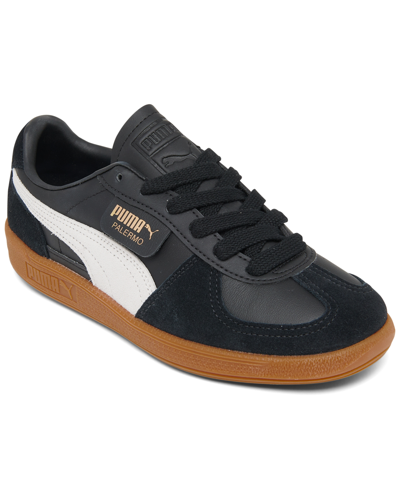 Shop Puma Women's Palermo Leather Casual Sneakers From Finish Line In Black