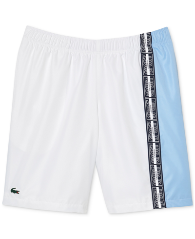 Shop Lacoste Men's Regular-fit Colorblocked Logo Shorts In Blanc,panorama-marine