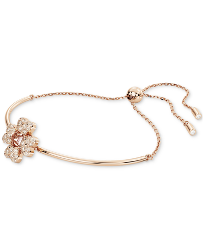 Shop Swarovski Rose Gold-tone Idyllia Crystal Clover Bracelet