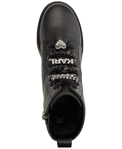 Karl Lagerfeld Women's Mela Embellished Combat Booties In Black