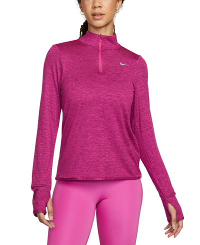 Shop Nike Women's Dri-fit Swift Element Uv 1/2-zip Running Top In Fireberry