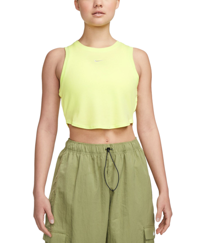 Shop Nike Women's Sportswear Essentials Ribbed Cropped Tank In Light Lemon Twist,sail