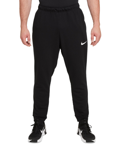 Shop Nike Men's Dri-fit Taper Fitness Fleece Pants In Black,white