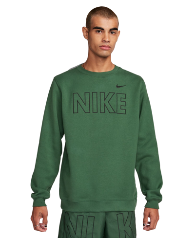 Shop Nike Men's Sportswear Club Fleece Embroidered Logo Sweatshirt In Fir,black